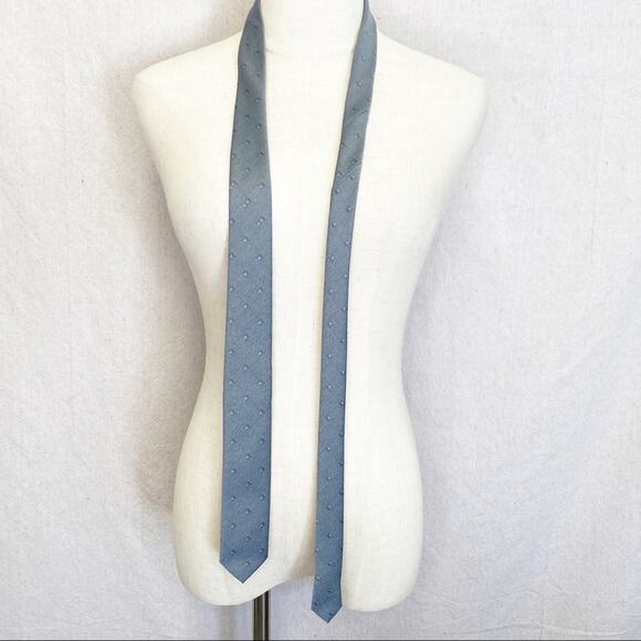 Vintage City Limits gray square pattern skinny 2" men's/unisex necktie - Picture 2 of 9